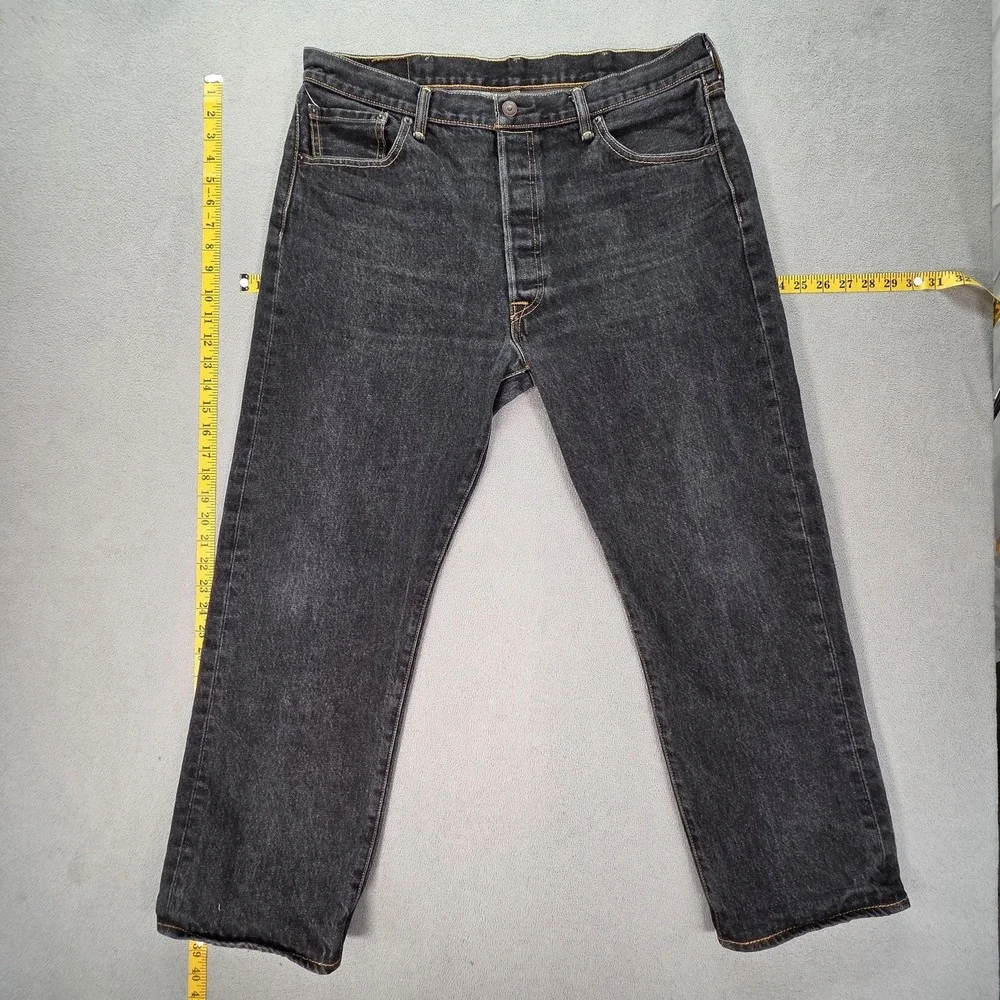Levis‎ 501 Jeans Mens Black Denim Straight Button Fly Fits 34x27
